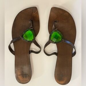 dusica dusica green jewel leather handmade sandals, sz 37.5